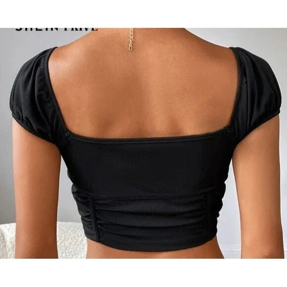 Crop Top Size M Women's Black - Picture 2 of 12